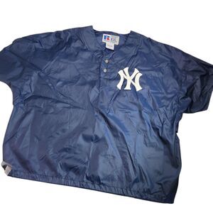 Vintage New York Yankees Russell Athletic Windbreaker Pullover Jacket Mens 2XL